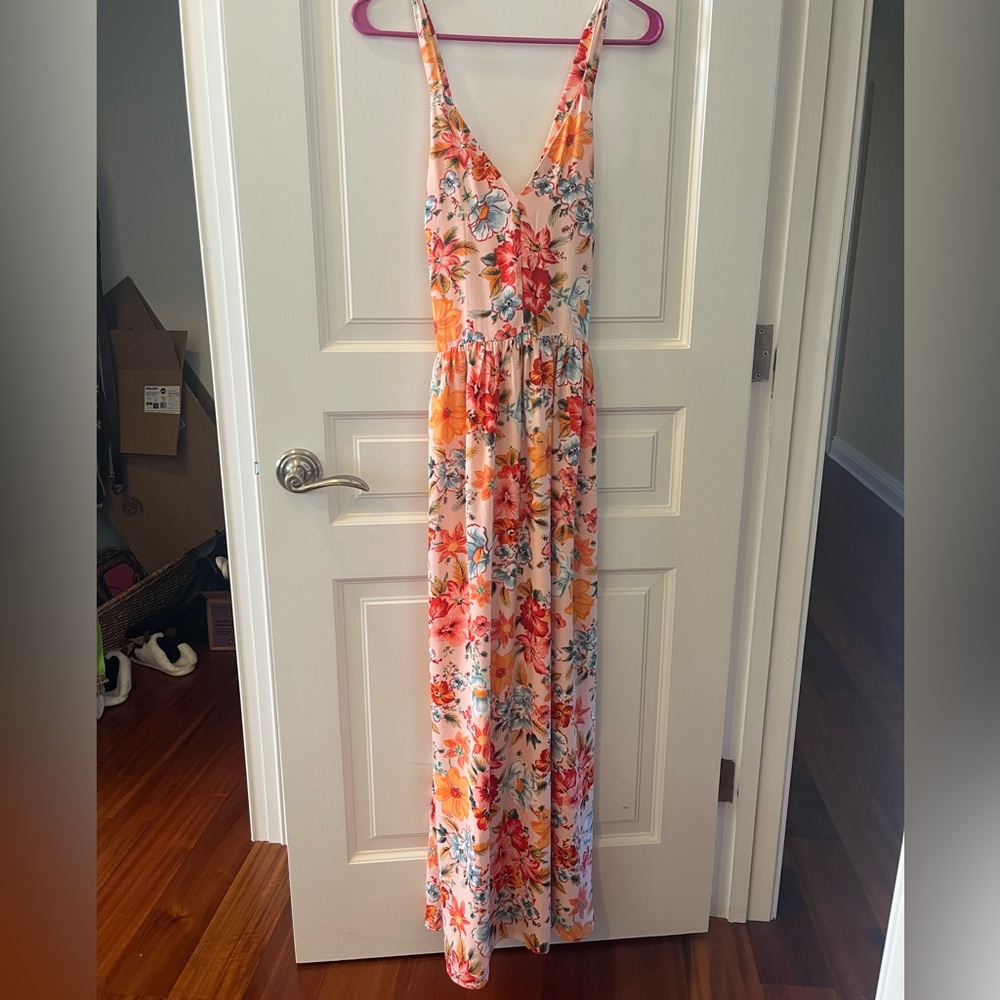 Gap Floral V-Neck Spaghetti Strap Maxi Dress Size 6